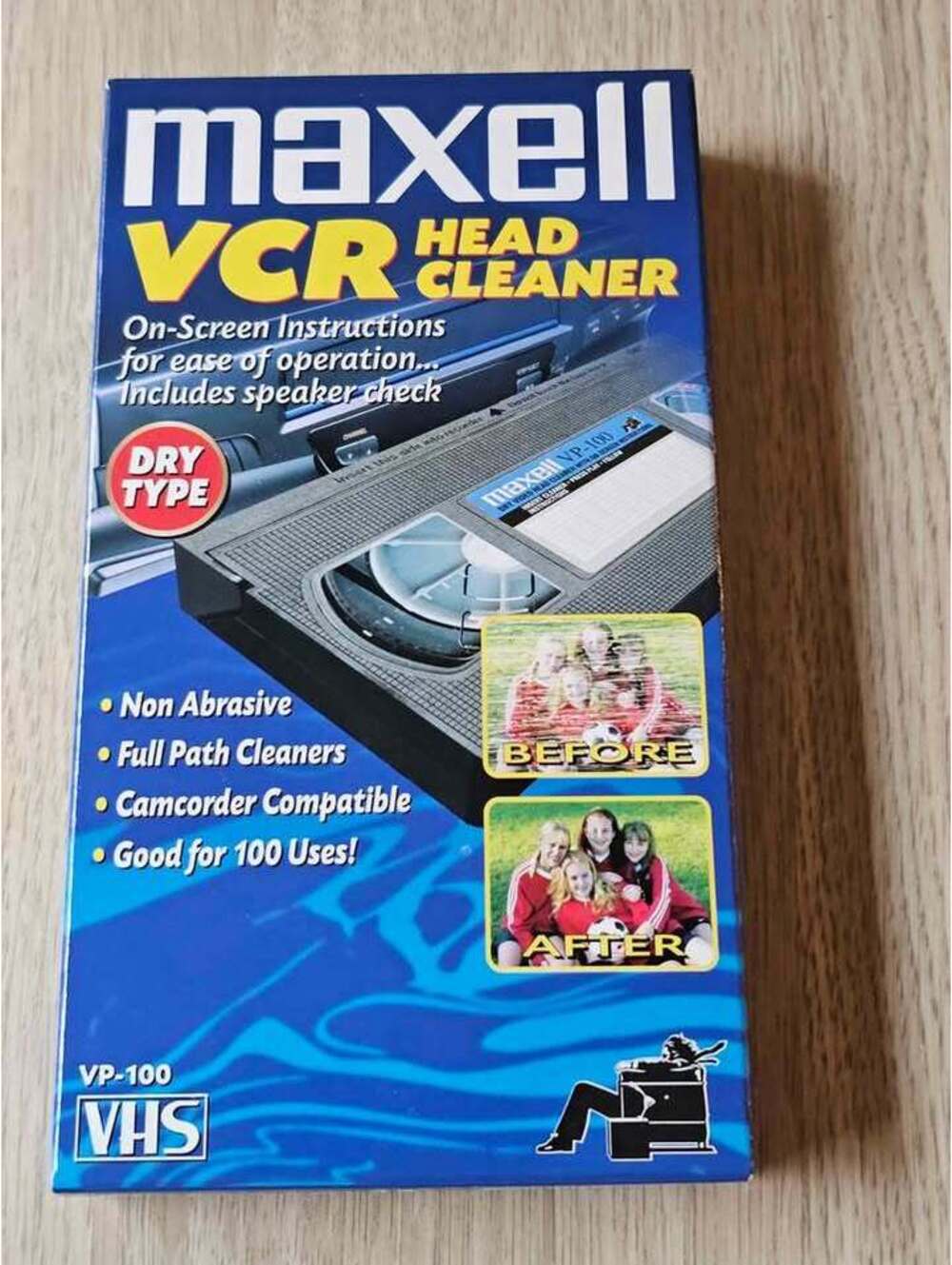 Maxell VP-100 VCR VHS Dry Video Head Cleaner Tape Brand New Sealed Camcorder